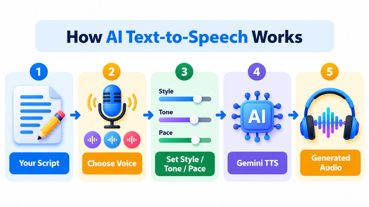 How AI text-to-speech works from script to generated audio