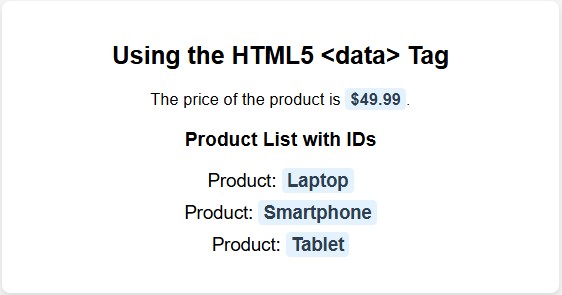 data tag in html5