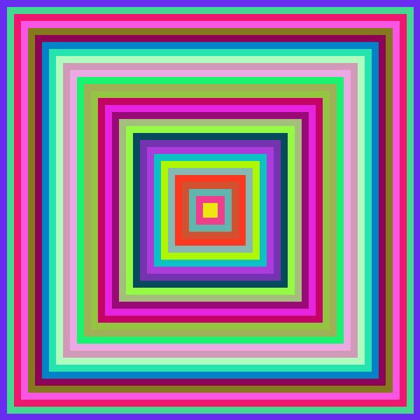 Multiple Rectangles with random colors and having common center