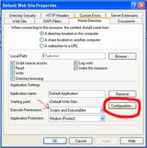 Default web site propertise