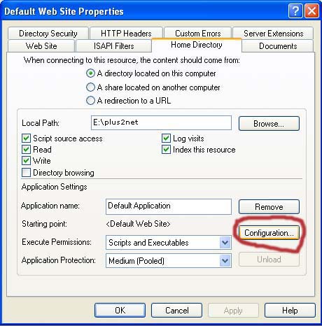 Default web site properties