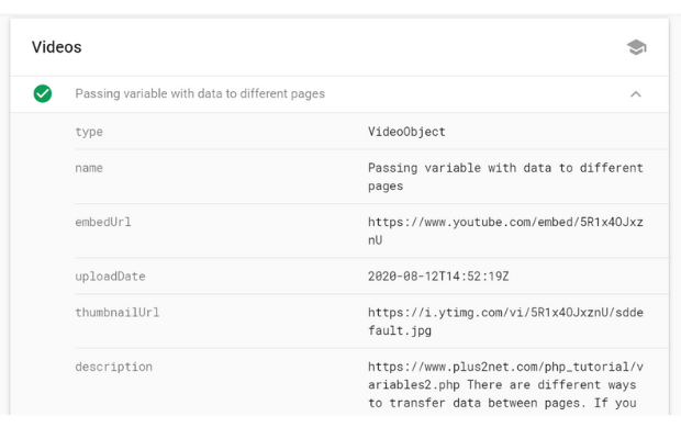 Rich Results with Video Object