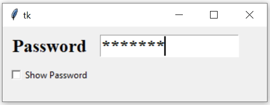 Password show and hide in Tkinter