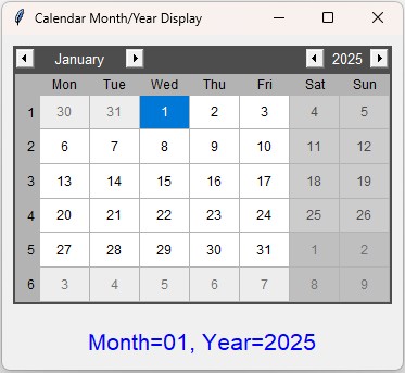 Event to collect Month & Year of the Calendar