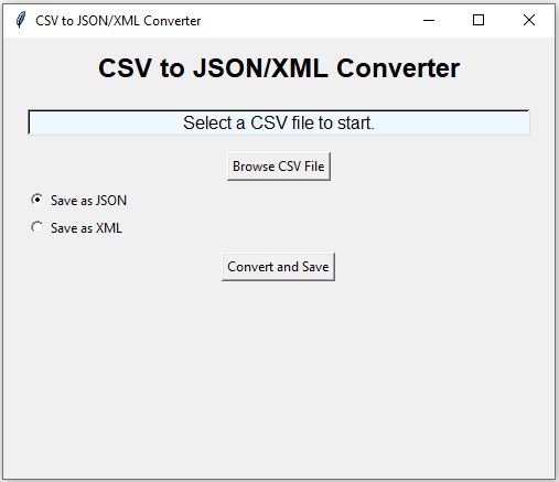 Convert CSV to JSON or XML using Python