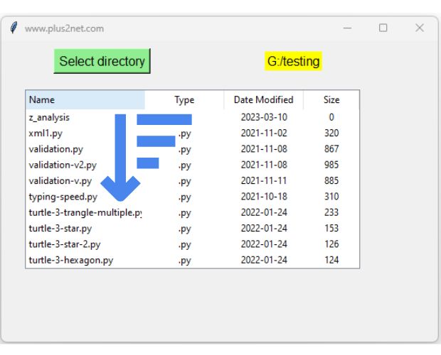File browser with column sorting
