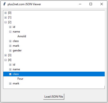 Json viewer by using Tkinter Treeview