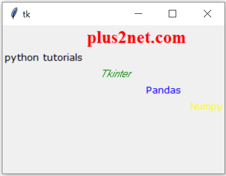 Tkinter Label positioning