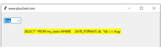 Query based on user selection of Month from Combobox