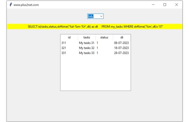 Report using SQLite database